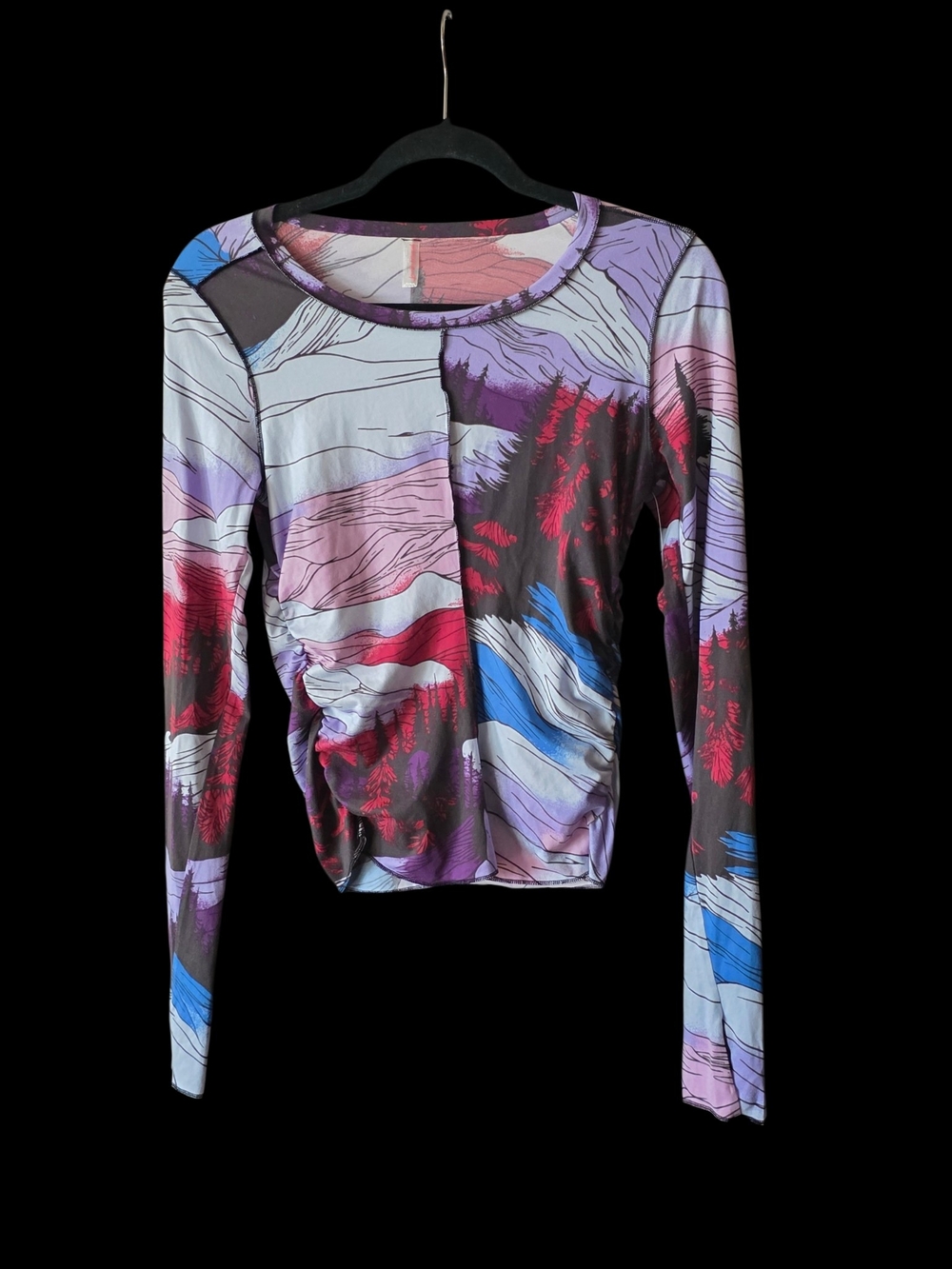 NWT Free People Rocky Ridge Mesh Long Sleeve Top - Twilight Combo - Size S